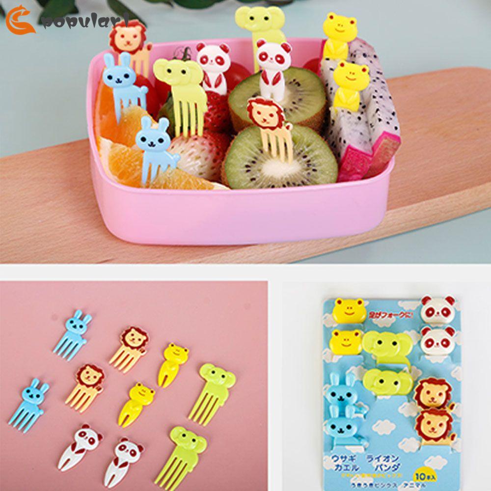 10 / 30pcs Tusuk Gigi Buah / Sayuran / Bento Desain Kartun Hewan Dapat Digunakan Kembali Untuk Anak