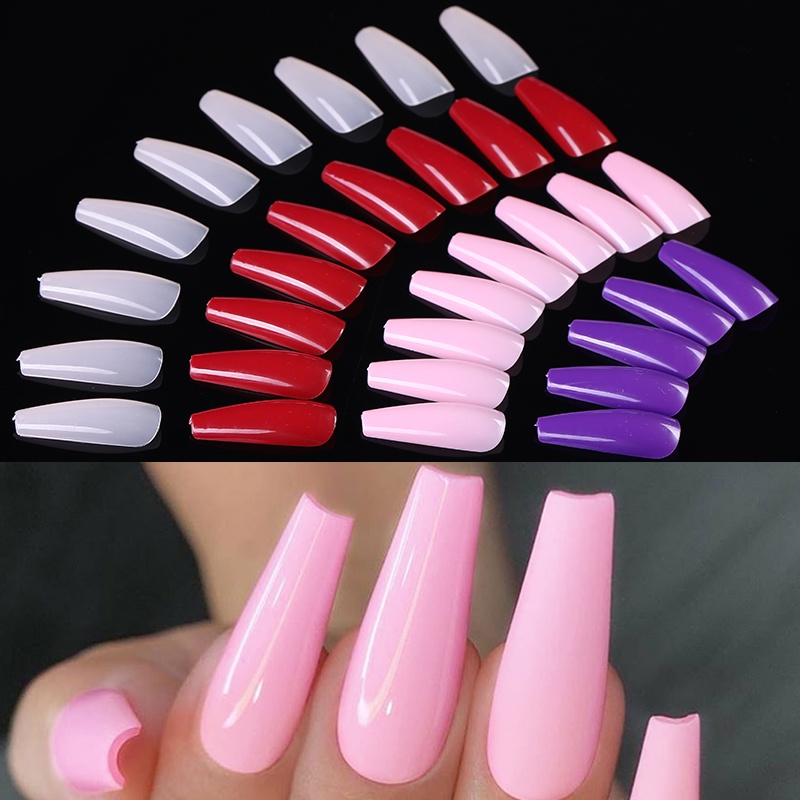 1 Kotak 100PCS Kuku Palsu Akrilik Full Coverage Warna-Warni Untuk Dekorasi Nail Art