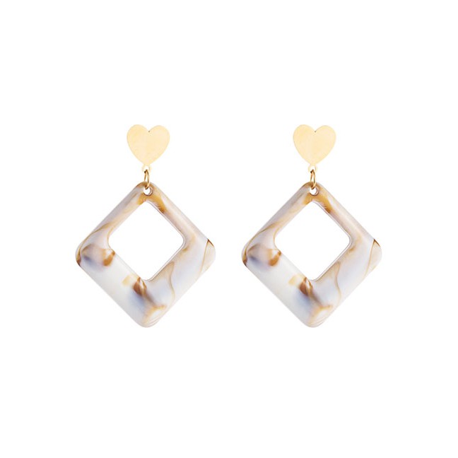 LRC Anting Tusuk Fashion Acetate Plate Hollow Geometric Square Earrings D94880