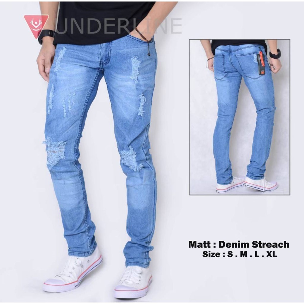 celana jeans street sobek slimpit  pria - celana panjang pria - celana sobek - jeans street