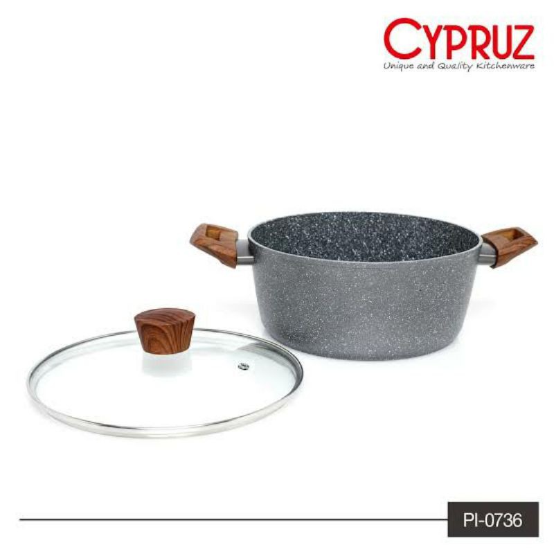Harga Pabrik Wajan Panci Penggorengan Marble Cypruz 24cm Pi-0736 + Tutup Kaca 3VaoL7innMKRE