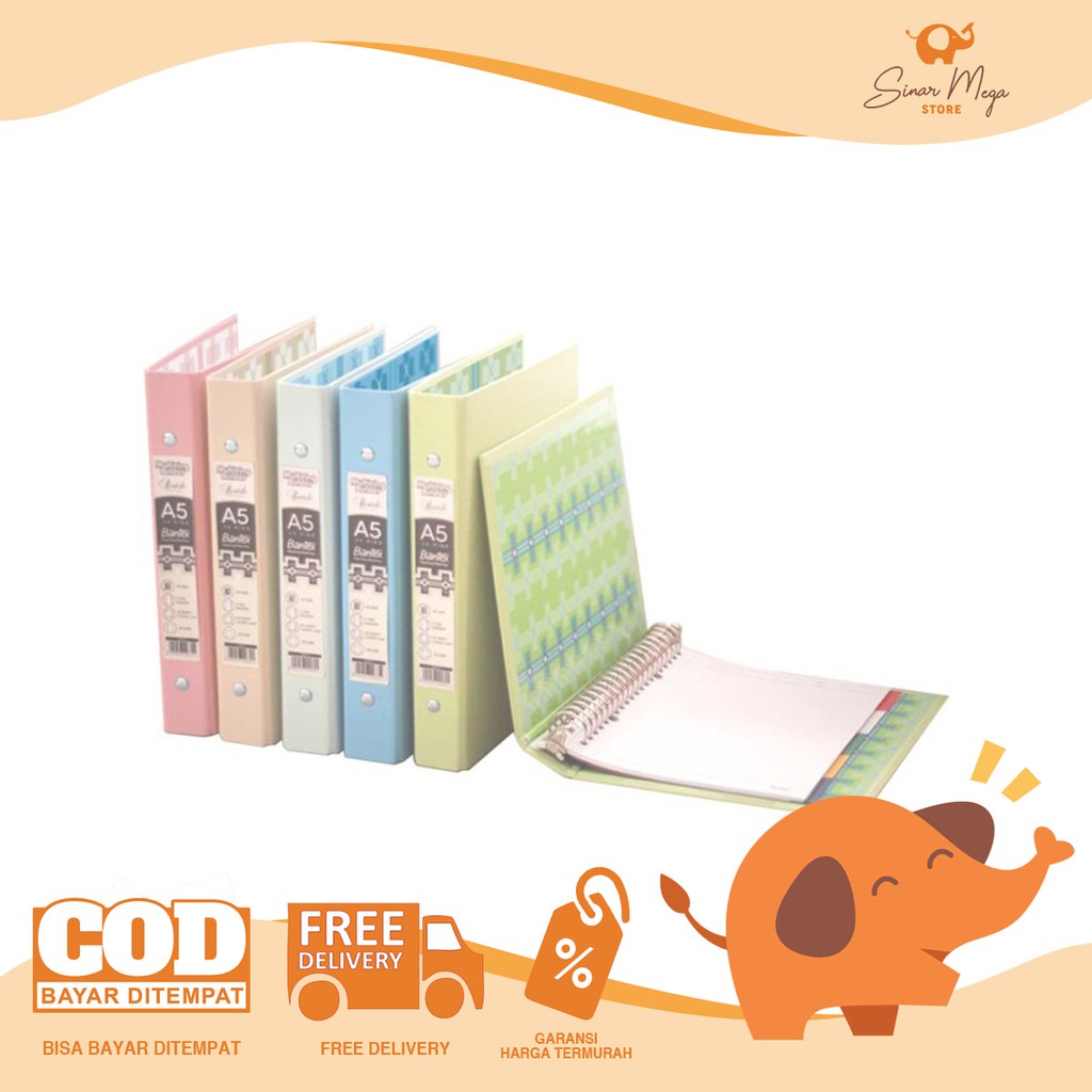 

SLM7 Bantex Binder A5 Multiring Batik Pastel Series 1334 / Loose Leaf Ring Besi Berkualitas