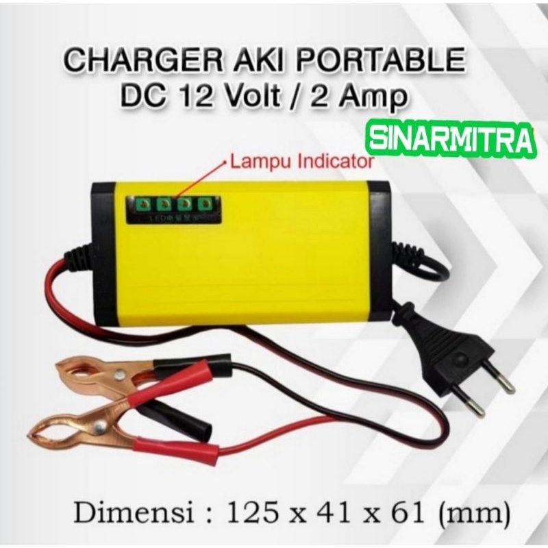 CHARGER AKI PORTABLE DC 12VOLT 2Ampere