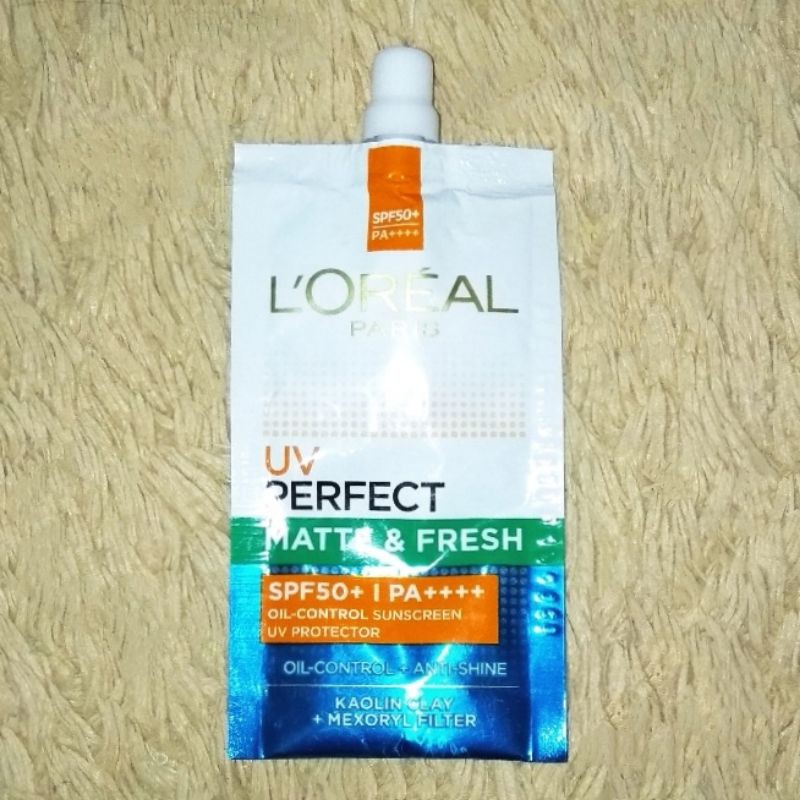 [NEW] L'oreal Sunscreen UV Perfect Matte & Fresh SPF 50 Sachet 7 ml - Skincare Loreal