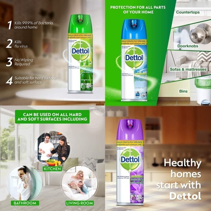 Dettol disinfectant spray 450ml Disinfektan spray Aerosol ALL IN ONE Anti Virus Semprot
