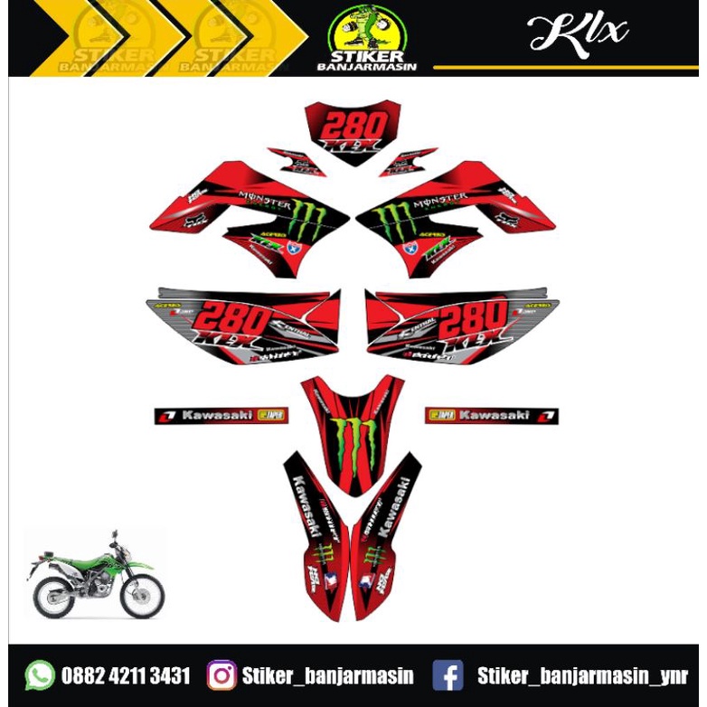DECAL / STRIPING / LES MOTOR KLX BF , GORDON ALL ( MOTIF RACING , BALAP , KARTUN )