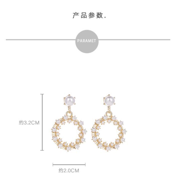 Korea fashion style anting-anting anggun online influencer New mutiara imitasi in segar sesuai denga