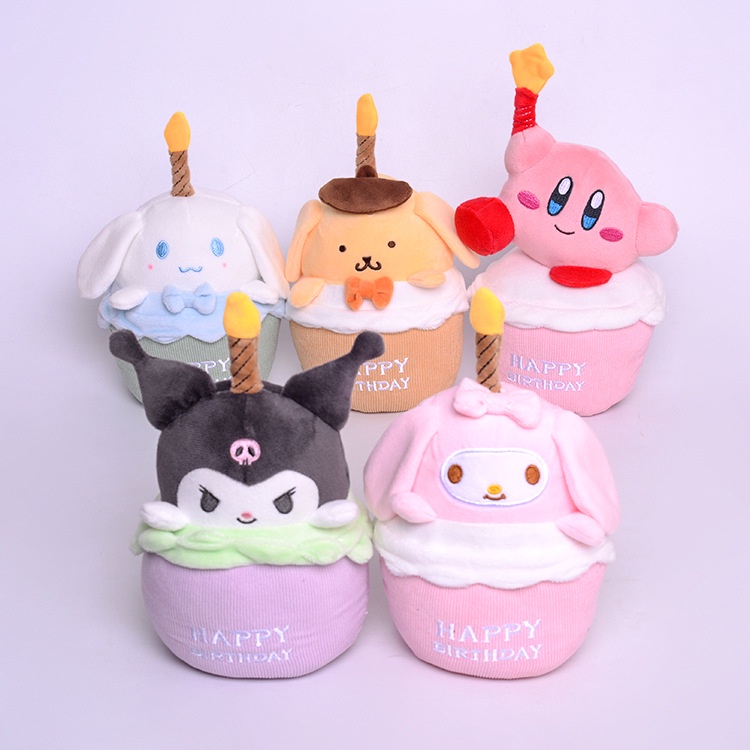 Kue Ulang Tahun Bentuk Sanriod Star Kirby Melody Kuromi Bahan Plush Dengan Lilin