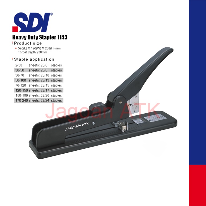 

Stapler Jilid 240 Lembar Heavy Duty Full Besi SDI 1143