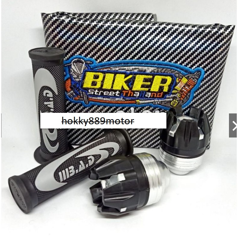 (promo-paket hemat)kulit jok karbon biker warna + handgrip bad Nike + jalu as roda depan-Universal