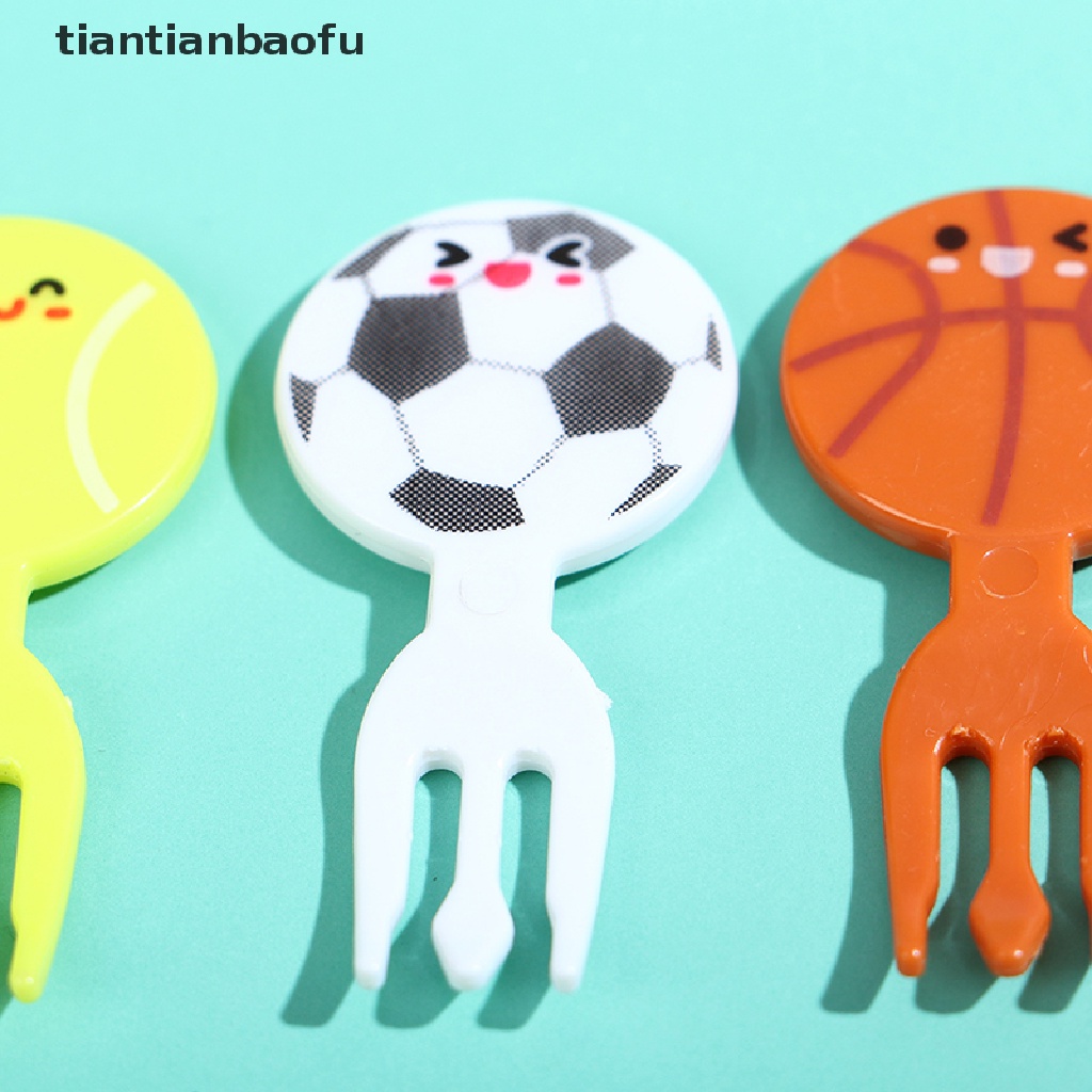 [tiantianbaofu] 8Pcs Mini Football Sport Fruit Fork Cartoon Snack Cake Dessert Food Toothpick Boutique