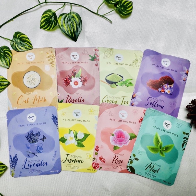 BPOM Masker Organik Petal Dear Up MASKER PENCERAH MASKER WAJAH ORGANIK MASKER PEMUTIH WAJAH MASKEE J