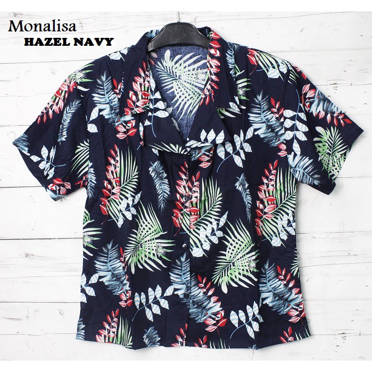 HipNop MONMON Kemeja Pastel Baju Pantai Wanita Kemeja Hawai Bali Cewek Lengan Pendek Motif