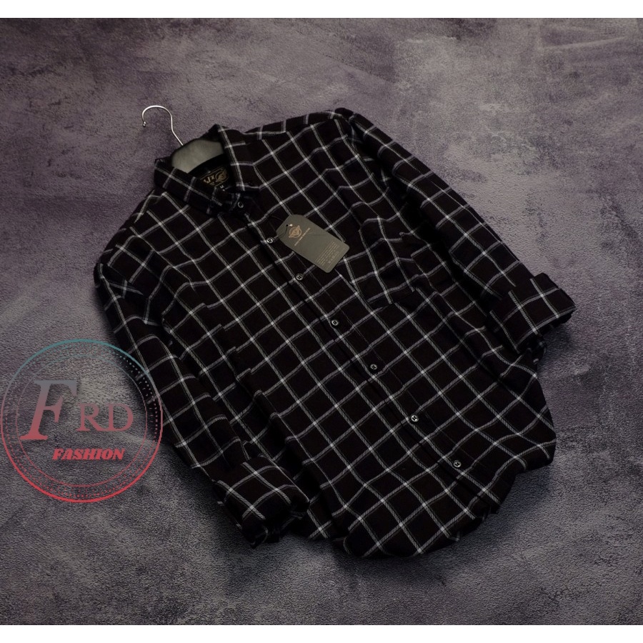 Kemeja flanel impor lengan panjang pria wanita premium distro | HOT PRODUK Unisex Basic Polos Panjang Hitam Terbaru 2022 Motif Kotak Kotak OVERSIZE TARTAN SHIRT GUILEN CHELSEA Gori Black Berkualitas