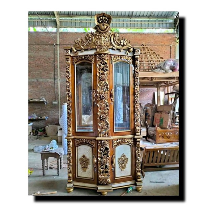 LEMARI HIAS UKIR JATI JEPARA LEMARI KACA BIFET HIAS