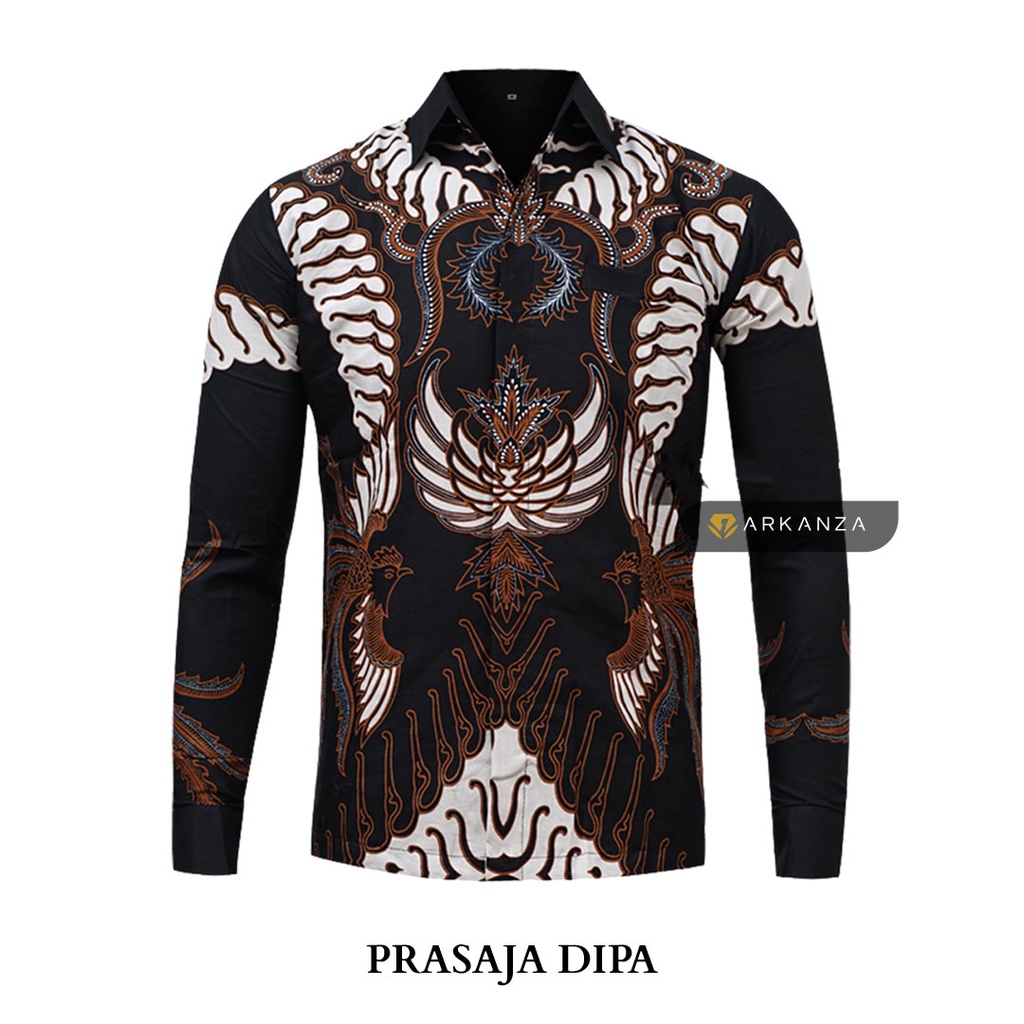 BATIK ARKANZA Motif PRASAJA DIPA Hem Atasan Kemeja Baju Batik Pria Cowok Laki Laki Slimfit Full Lapis Furing Lengan Panjang Lengan Pendek Original Asli