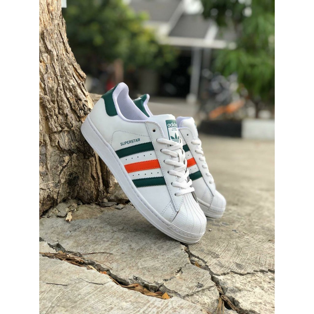 Sepatu Adidas Superstar Green White - ORIGINAL