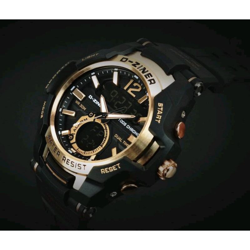 [ORIGINAL] 10 Warna Jam Tangan Pria D-Ziner DZ8253 Dualtime Rubber Anti Air