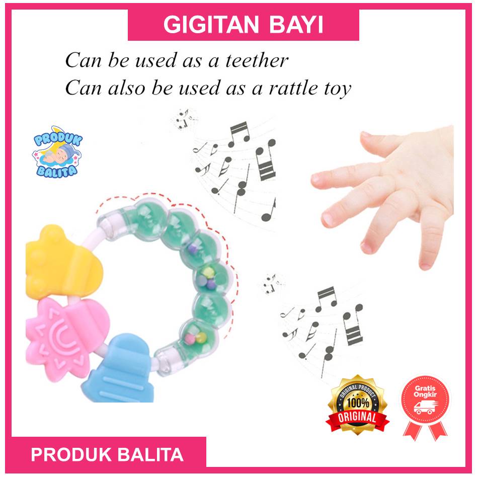 Gigitan Bayi Teether Bayi kerincingan Bulat / Gigitan Bayi Rattle Mainan Bayi Rattle Genggam Bayi