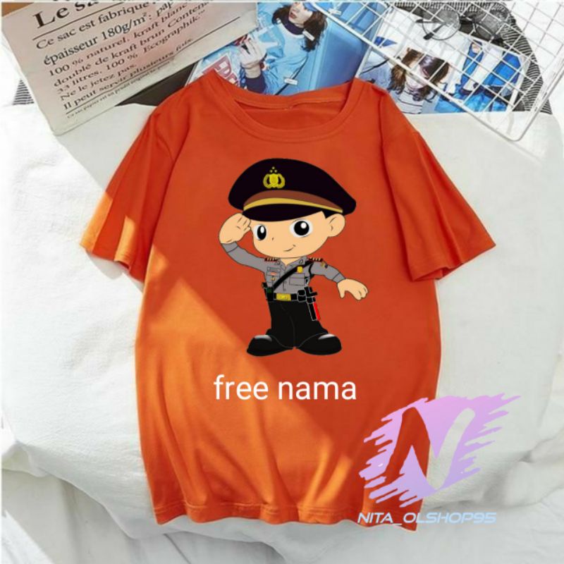 kaos anak kartun animasi polisi baju karakter anak polisi gratis nama