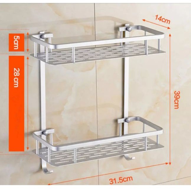 Rak Sampo/ Sabun 2 Susun Alumunium Rak Dinding Sudah Rakit Rak Alumunium 2 Susun