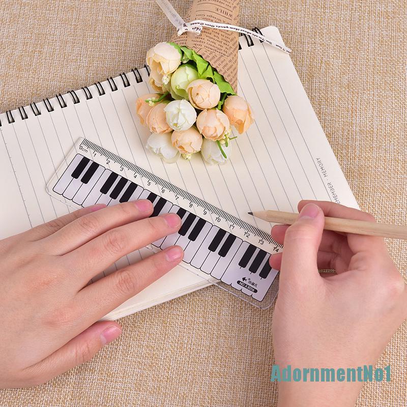 (AdornmentNo1) Penggaris Keyboard Piano 15cm 6in Warna Hitam + Putih