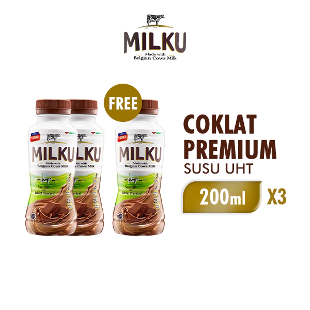 Milku Susu UHT Coklat Premium 200 ml x3