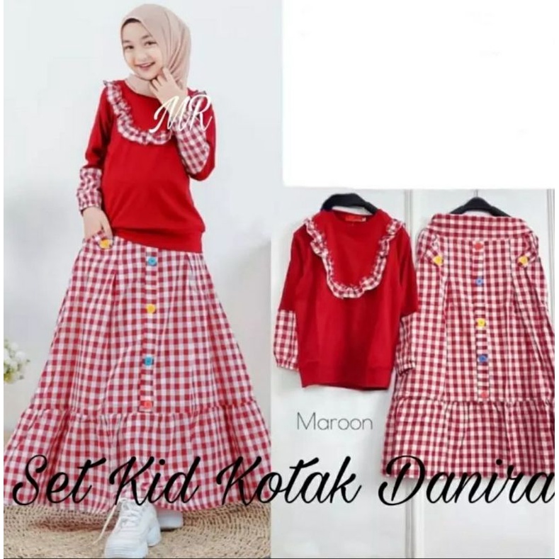 STELAN THALIA SET KIDS BAHAN WOLICREPE MIX KATUN SETELAN TUNIK+ROK ANAK PEREMPUAN UNTUK ANAK 8-12 TA