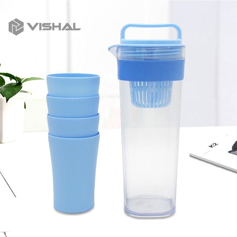 VISHAL Teko Air Panas Dan Dingin Set Dengan Cangkir Plastik Teko Pitcher Water Water Jug Infused VS