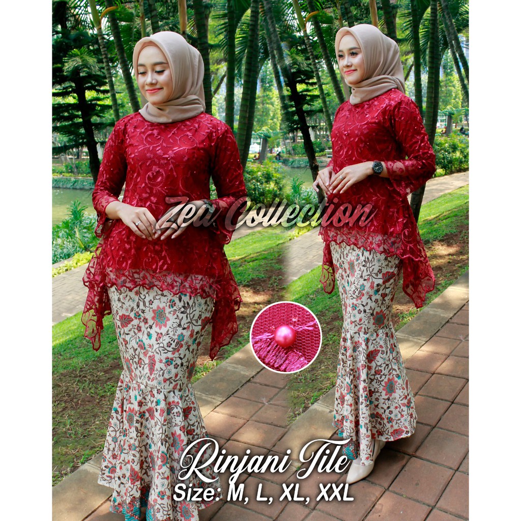 ZEA&gt; KEBAYA MODERN / KEBAYA RINJANI TULLE BORDIR VERSI MERMAID / BAJU KEBAYA MODERN / KEBAYA PESTA