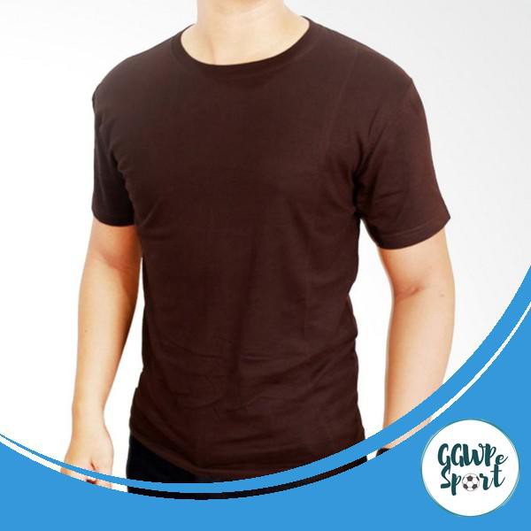 KAOS POLOS LENGAN PENDEK PRIA COWOK LAKI LAKI COKLAT TUA KATUN COMBED 30S GARANSI KUALITAS TERBAIK