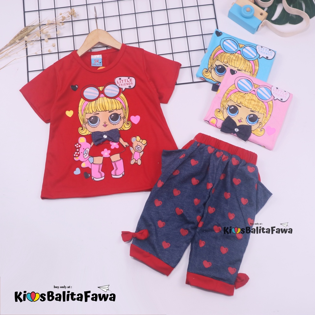 Setelan Lisa uk 1-6 Tahun / Baju Anak Perempuan Set Balita Cewek Kaos Lengan Pendek Celana Jogger babycinnamon