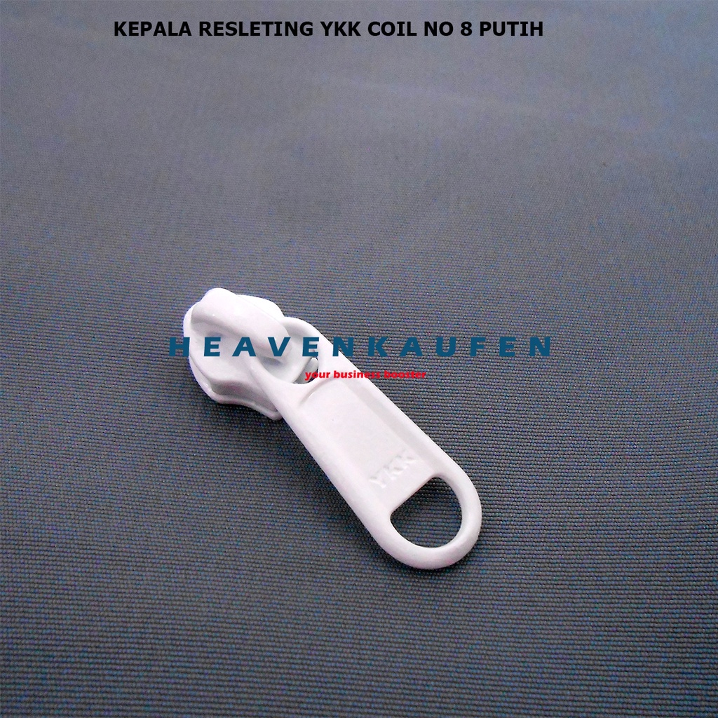 Kepala Resleting Zipper Head YKK Coil Gigi Halus No 8 Warna Putih