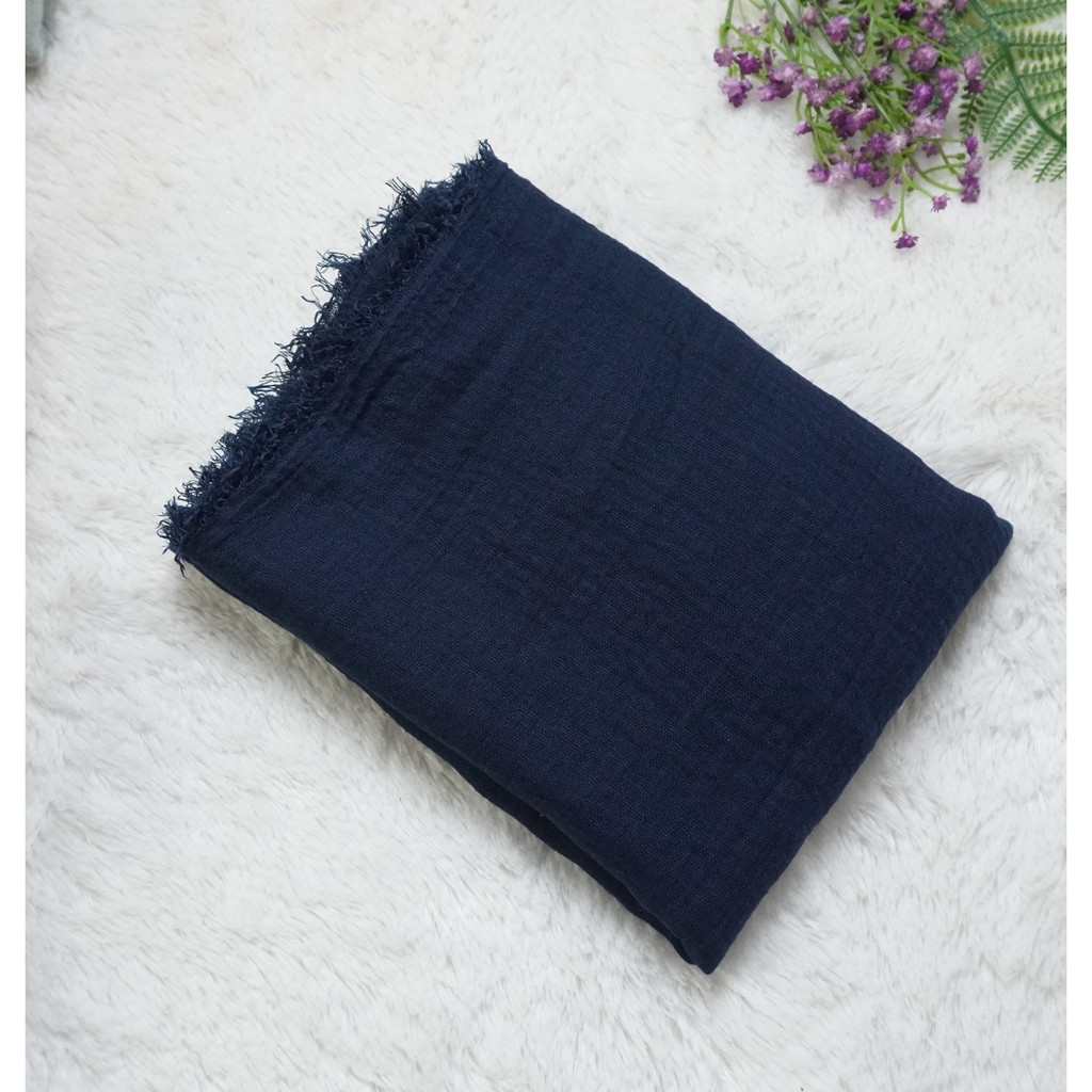 PASMINA CRINKLE MURAH SHAWL / HIJAB PASHMINA CRINKLE RAWIS KUSUT NEGRO SHAWL CRINCLE CRINCKLE IMPORT-B2-NAVY