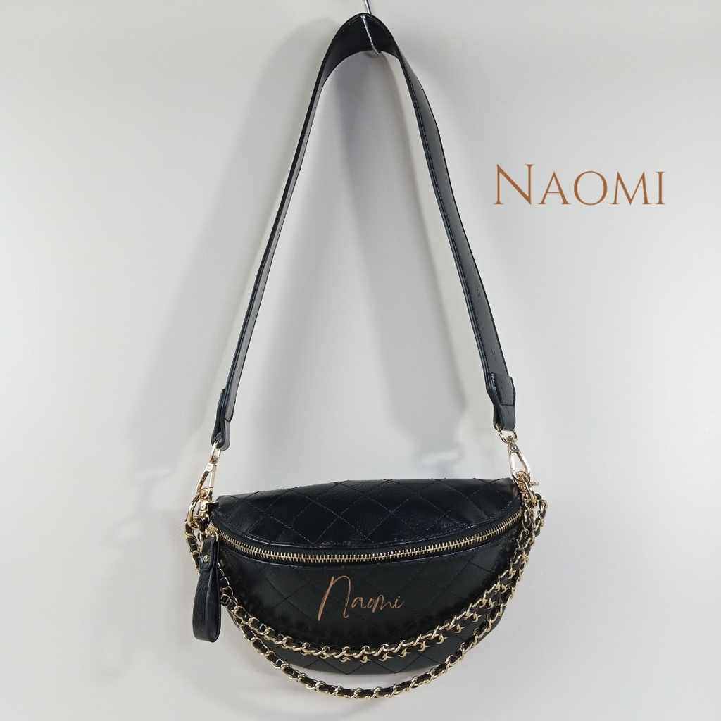 NAOMI - Ellen Livia Waist Bag Import - Tas Wanita Black - Cross Bag Premium Fashion - Tas Wanita