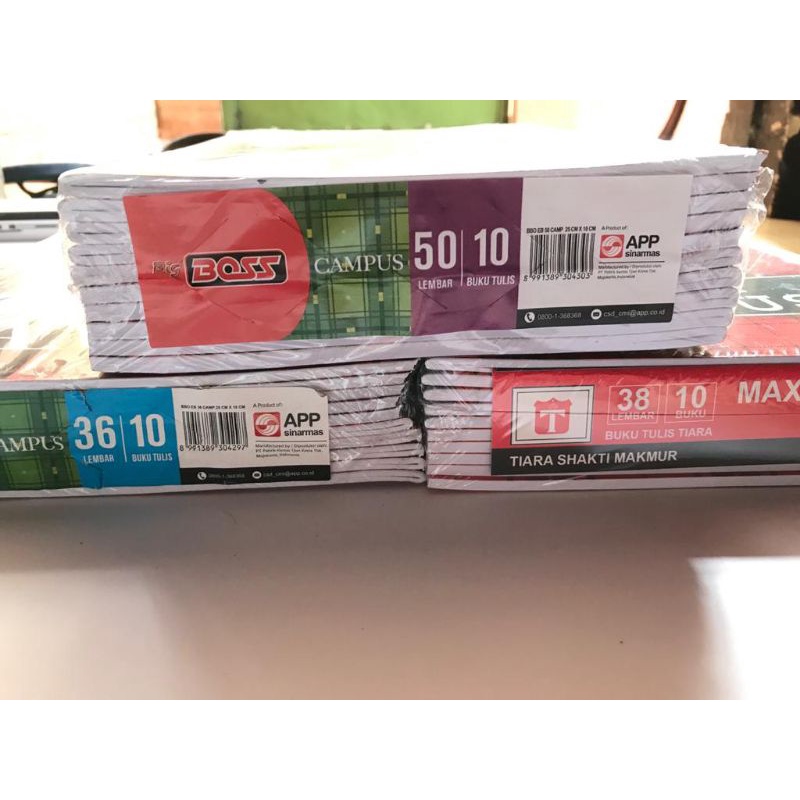 

Buku Tulis Big Boss 50 lembar, 36 lembar, dan Tiara campuss 38 lembar