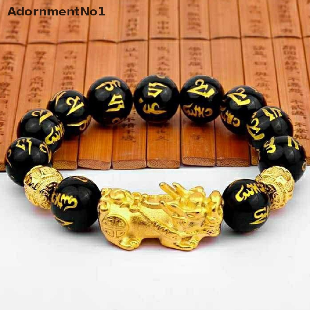 (AdornmentNo1) Gelang Tangan Batu Obsidian Feng Shui Untuk Pria / Wanita