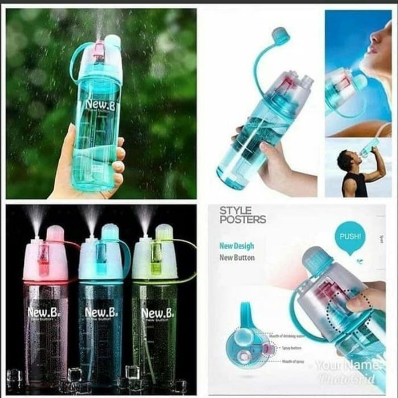 (COD)Botol Minum New B Sport Spray/Botol Minum Spray Water/Botol Olahraga Semprotan