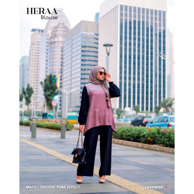 Original Atasan Pakaian Muslim Wanita Heraa Blouse By Alfasa Daily