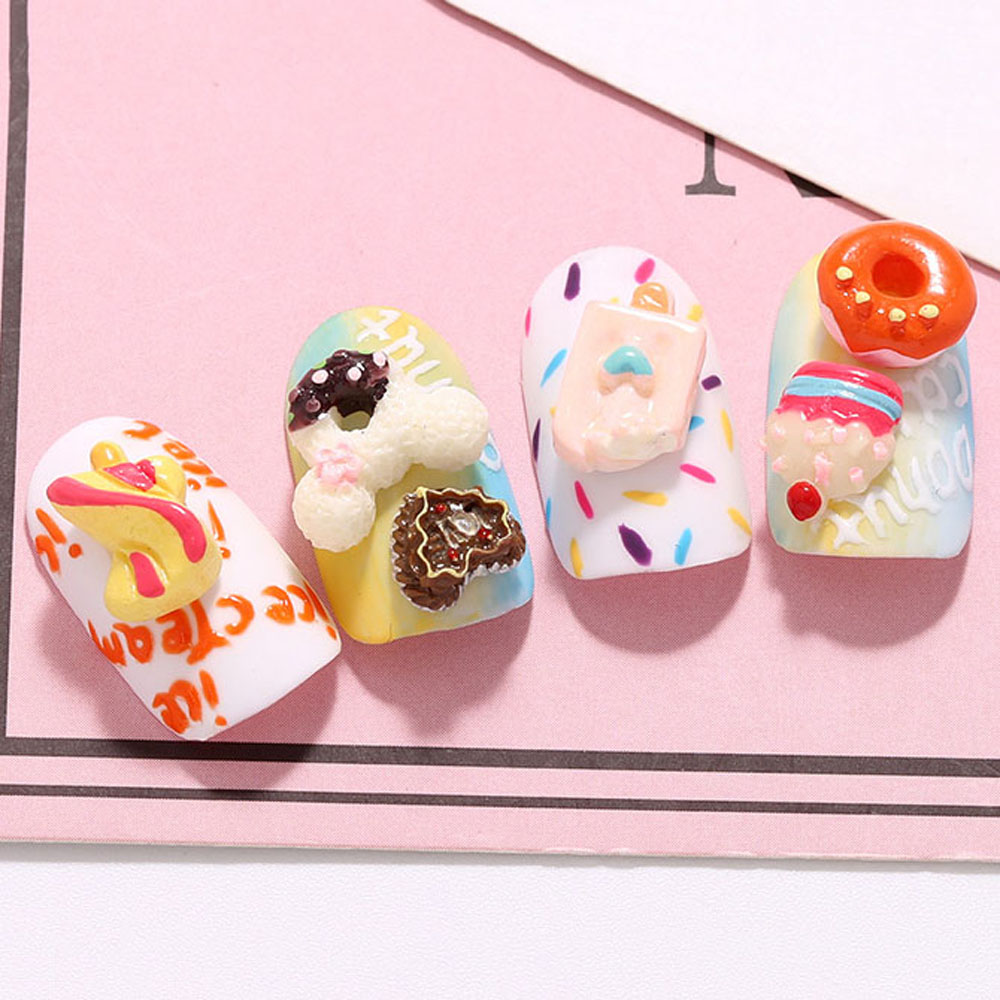 Mxbeauty Hiasan Kuku 3d Bentuk Es Krim / Kue / Donat Bahan Resin Model Jepang Untuk Nail Art