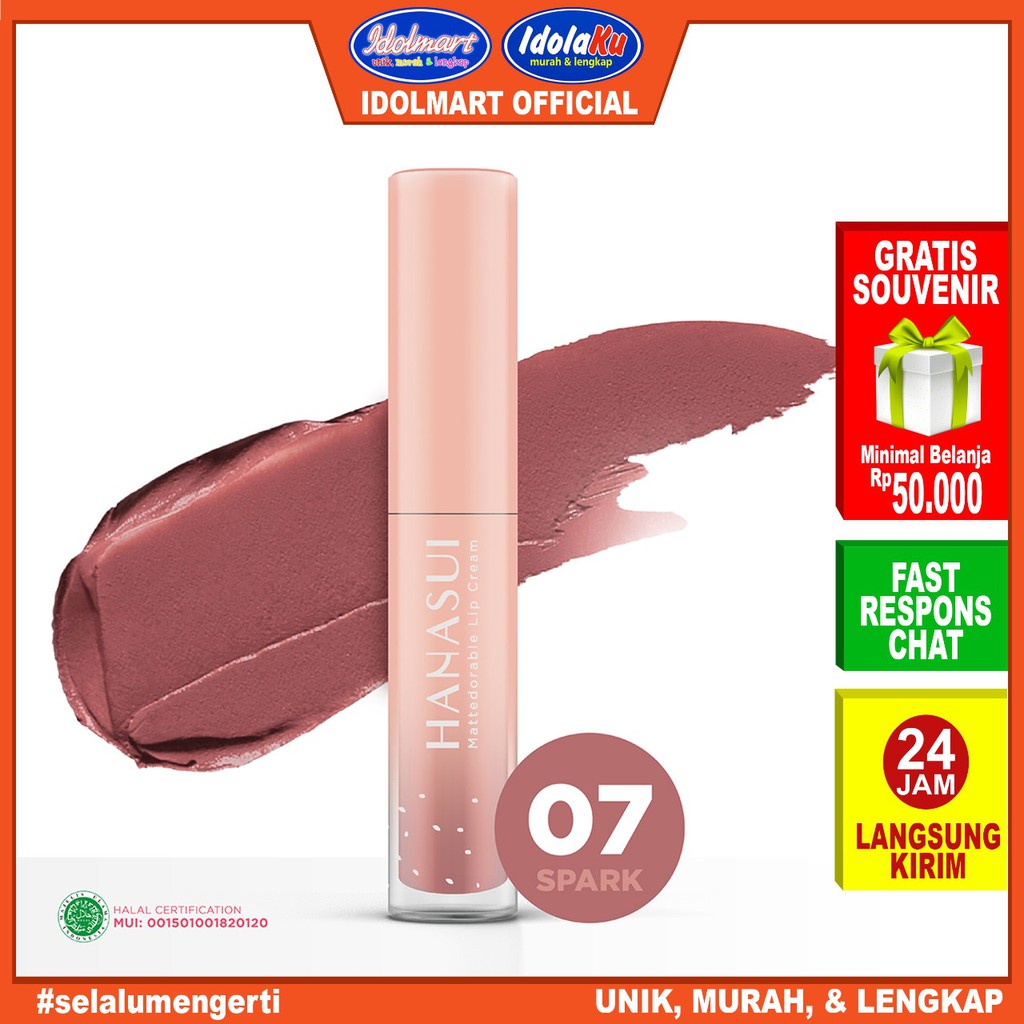 IDOLMART Hanasui Mattedorable Lip Cream - 07 Spark Idolmart Surabaya