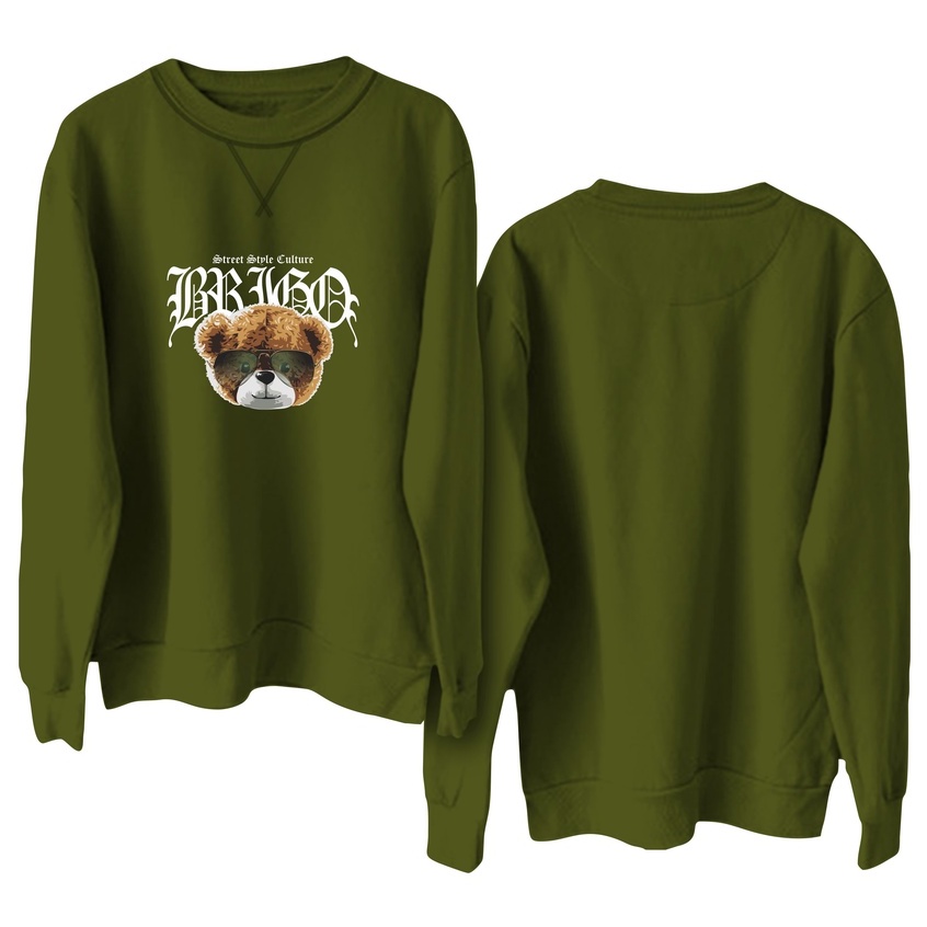 BRIGO Basic Sweatshirt Beruang Style Culture II Sweater Crewneck BRIGO Sablon DTF Fleece Cotton M-XXL (Pria &amp; Wanita) Free stiker&amp;Gantungan Kunci