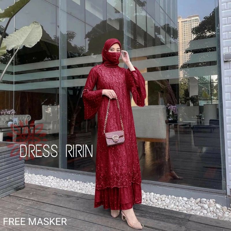 MAXY RIRIN, BRUKAT TILE PREMIUM, FURING, GAMIS HIJAB MUSLIM, DRESS MAXY