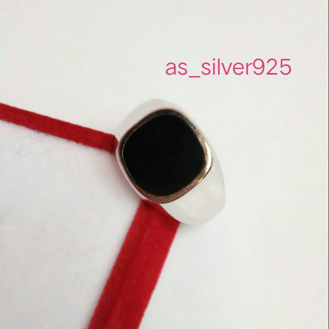CINCIN PERAK PRIA ONYX AKRILIK ASLI SILVER 925 LAPIS MAS PUTIH -RING FASHION LAKI LAKI