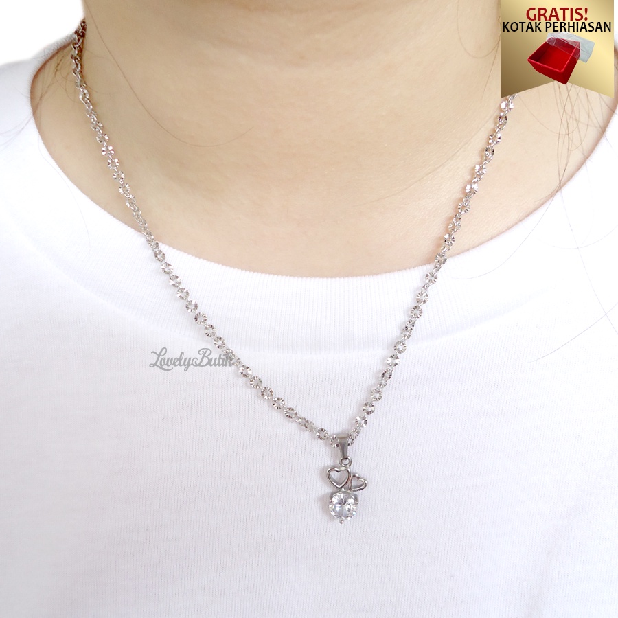 Lovelybutik - Kalung Wanita Korea Terbaru True Lov3 Baru Kalung Remaja Dewasa Titanium Asli Anti Karat Model Terbaru Kalung Rantai Nori donat dan Liontin Love Bonus Free Kotak Perhiasan