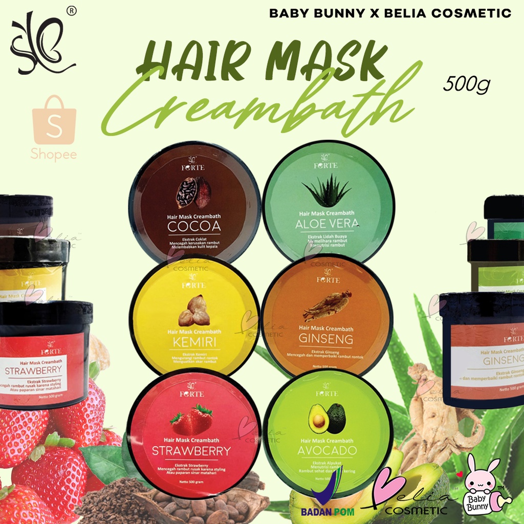 ❤ BELIA ❤ SYB Forte Hair Mask Creambath 500g | Makser Rambut | Aloe Vera | Kemiri | Ginseng | Hairmask BPOM