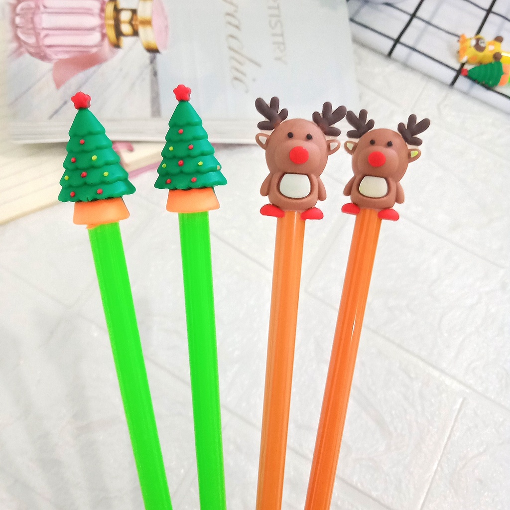 

Pulpen Gel Motif Christmas Natal/Pen tinta Karakter Rusa Pohon Natal Lucu/Pen Motif Natal Christmas Import