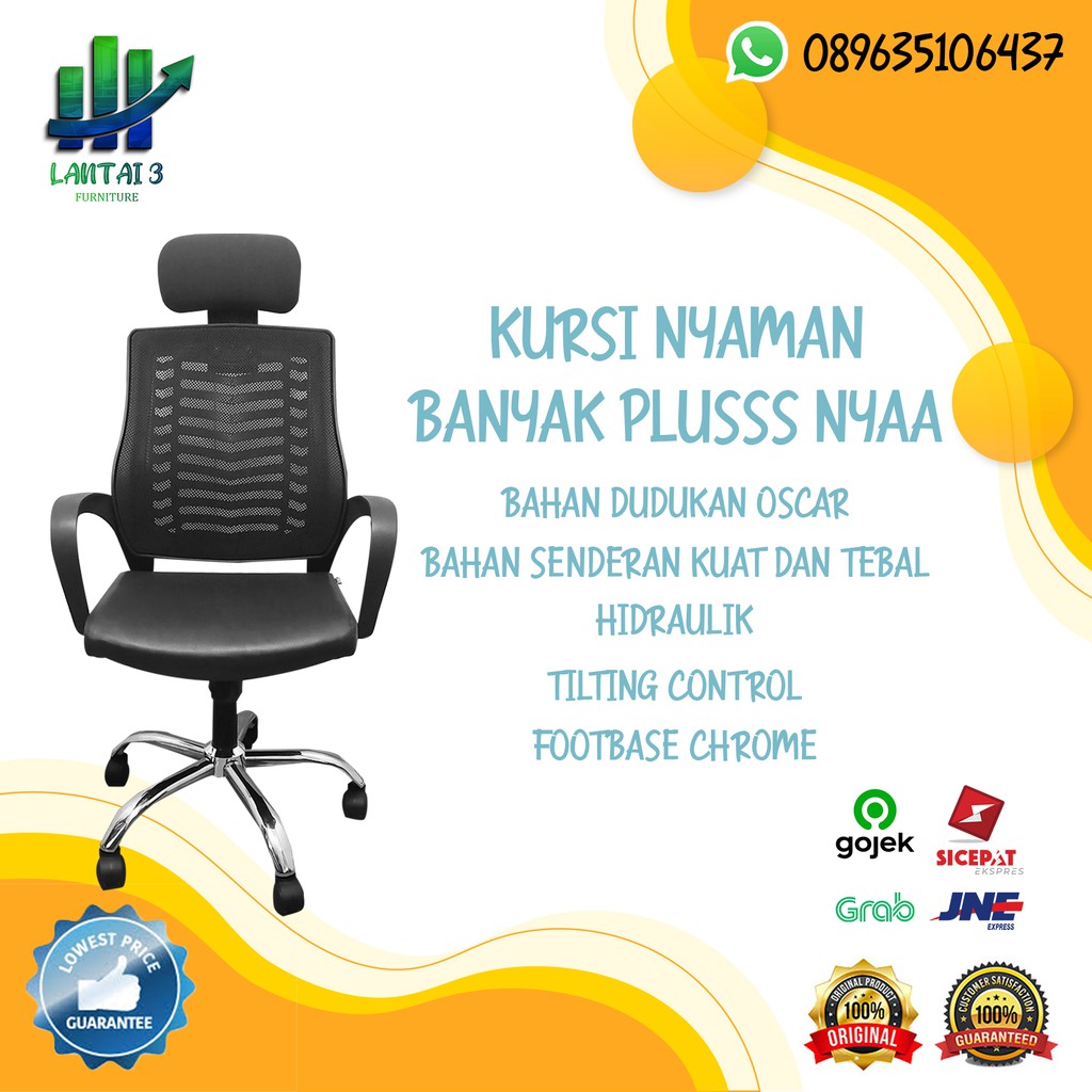 Kursi Kerja Jaring WFO / Dudukan Oscar Dengan Senderan Kepala / Kursi Kantor / Kursi Kerja