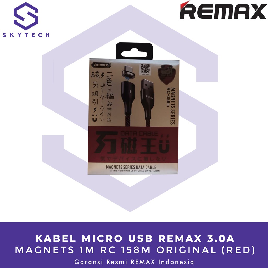 KABEL MICRO USB REMAX 3.0A MAGNETS 1M RED RC 158M ORIGINAL GARANSI RESMI