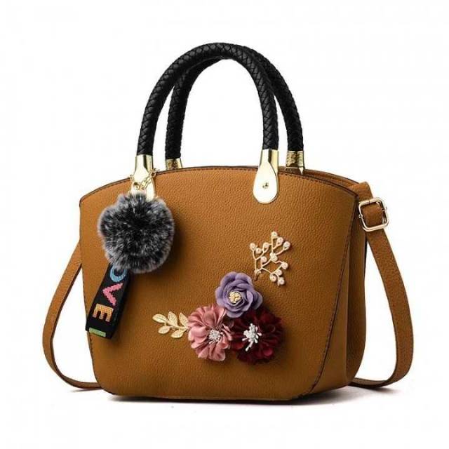 RESTOCK✨T9448 EL448 TAS DOCTOR HANDBAG BUNGA 5WARNA FREE POMPOM E 448 1232 91072